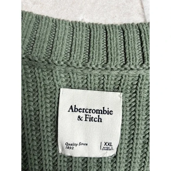 Abercrombie & Fitch Sage Green Oversized Button Front Cardigan Sweater XXL 2151 - Picture 5 of 12